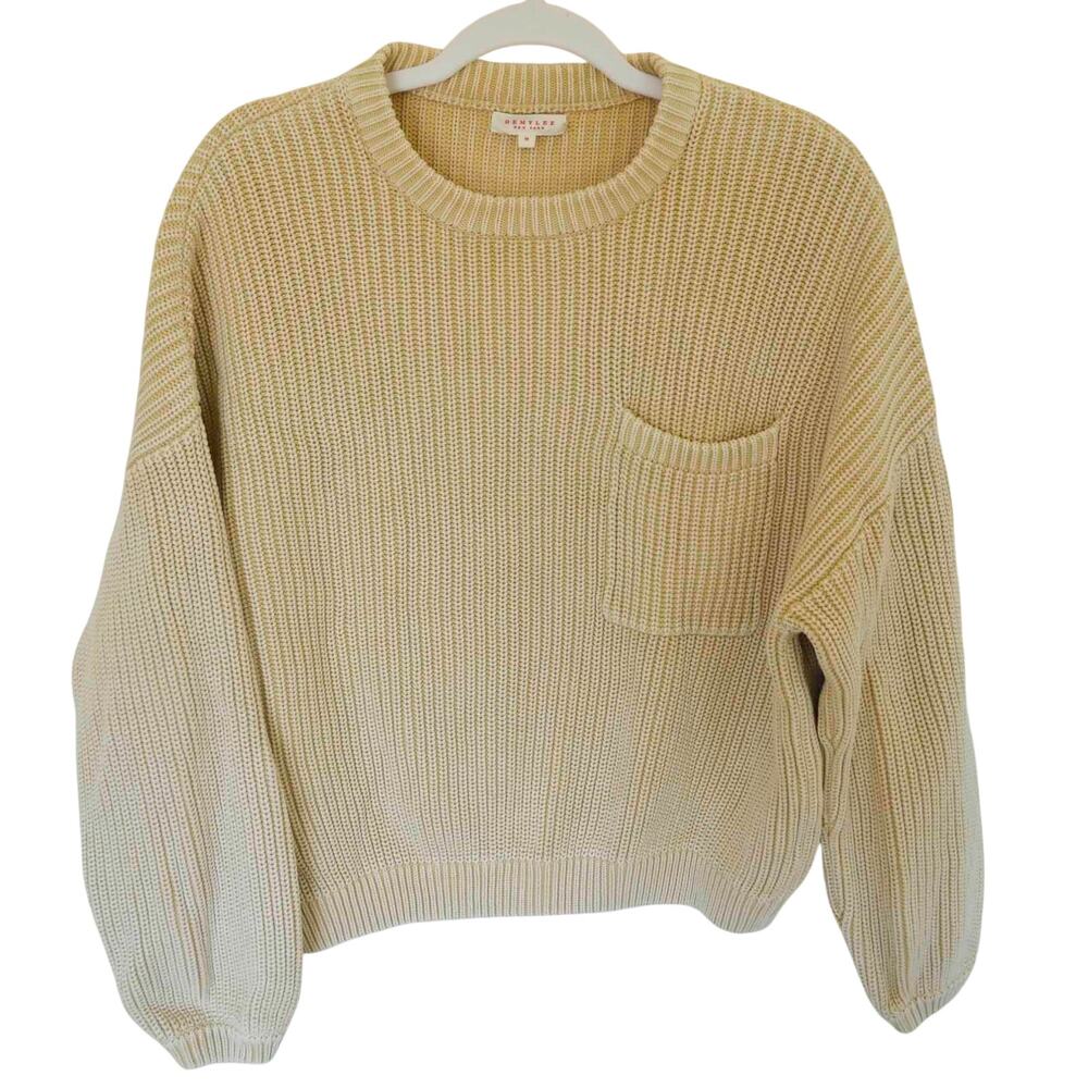 Demylee Rib Cotton Sweater Butter Yellow Pocket Size Medium